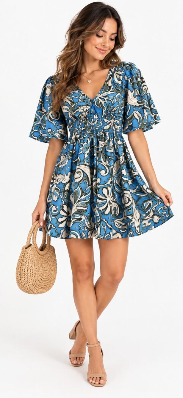 Sincerely Jules Women’s XS Tribal Print Puff Sleeve A-Line Mini Dress